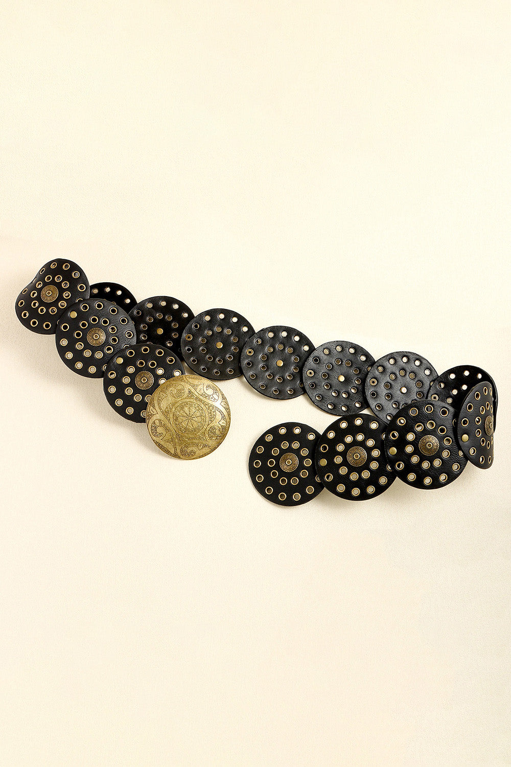 Vintage PU Leather Wide Belt for Women | Black & Silver