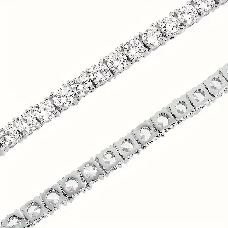 S925 Sterling Silver Plated Tennis Chain with Sparkling Rhinestones