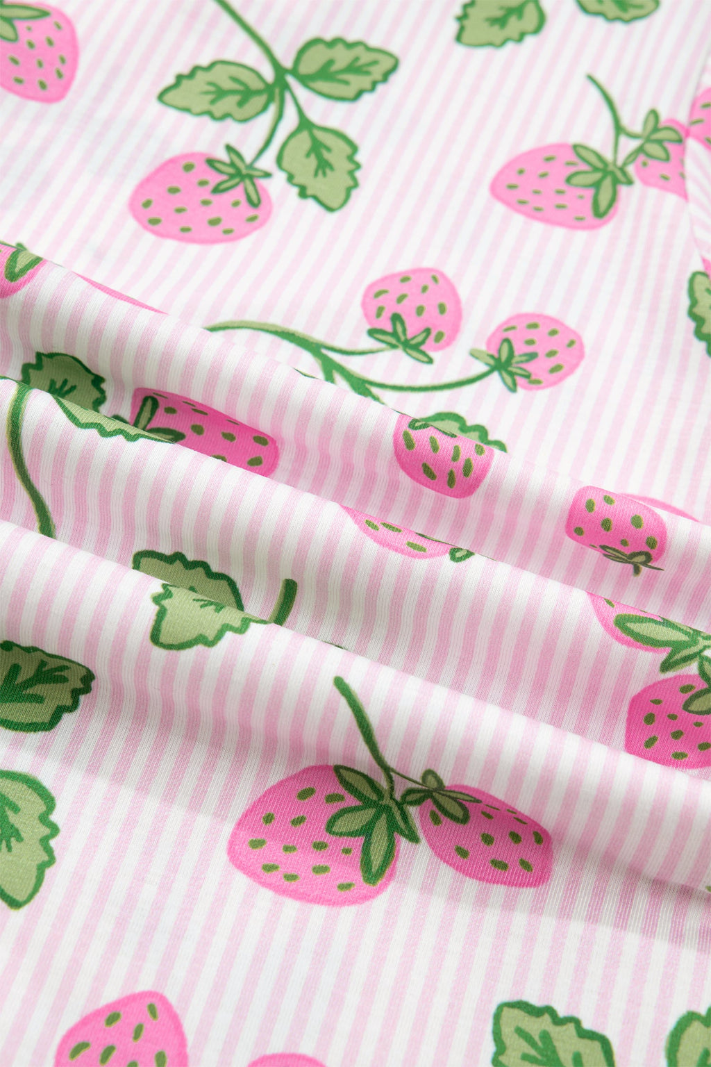 Strawberry Stripe Lapel Shirt & Drawstring Shorts Loungewear Set