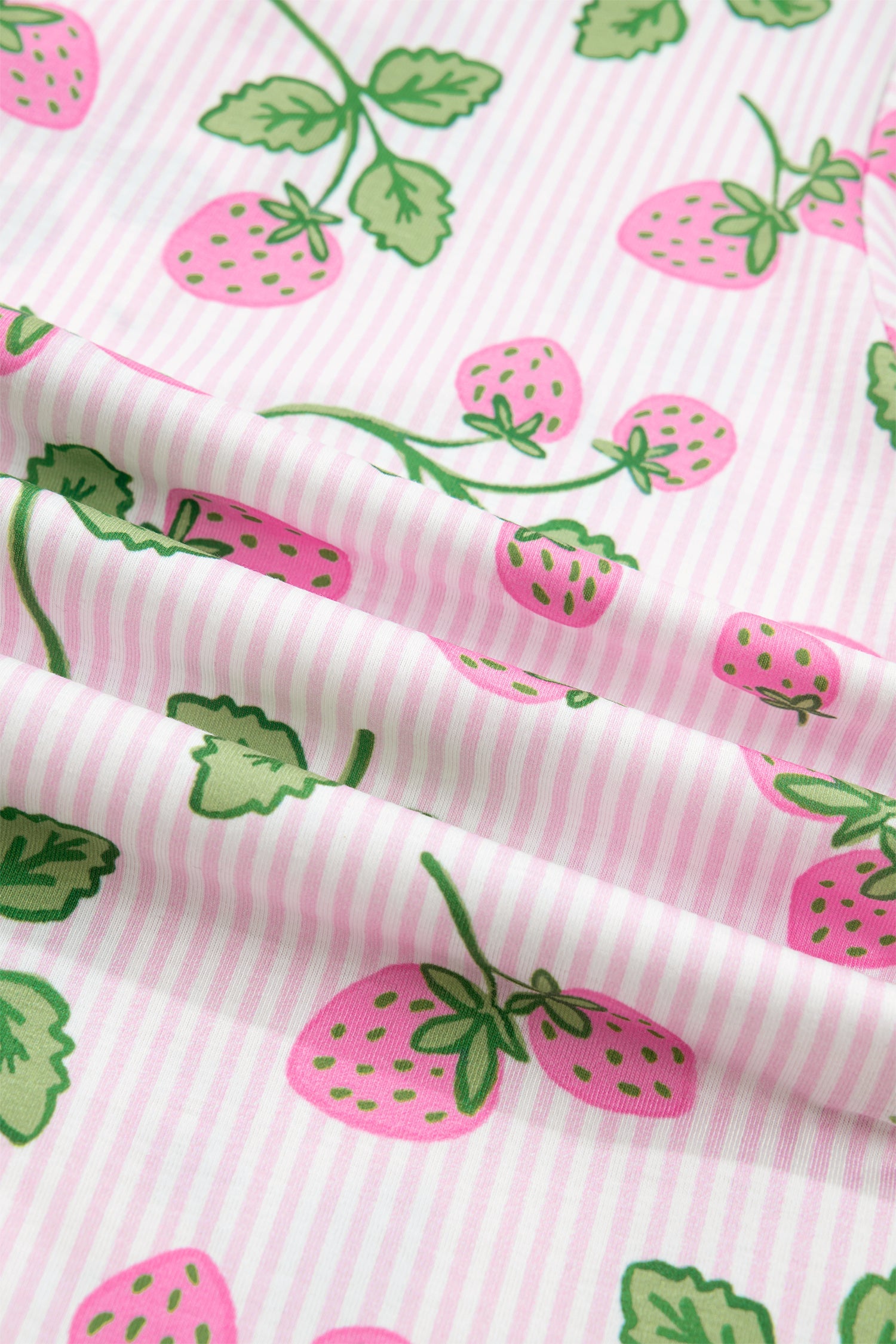 Strawberry Stripe Lapel Shirt & Drawstring Shorts Loungewear Set