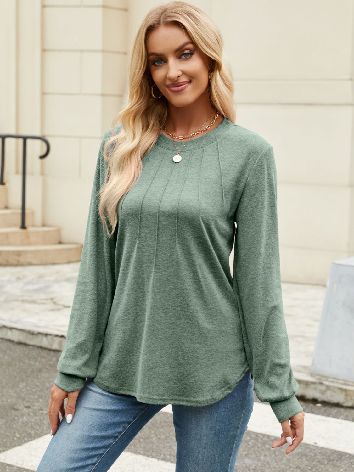 Women's Essential Long Sleeve Round Neck Basic T-Shirt - Image 21