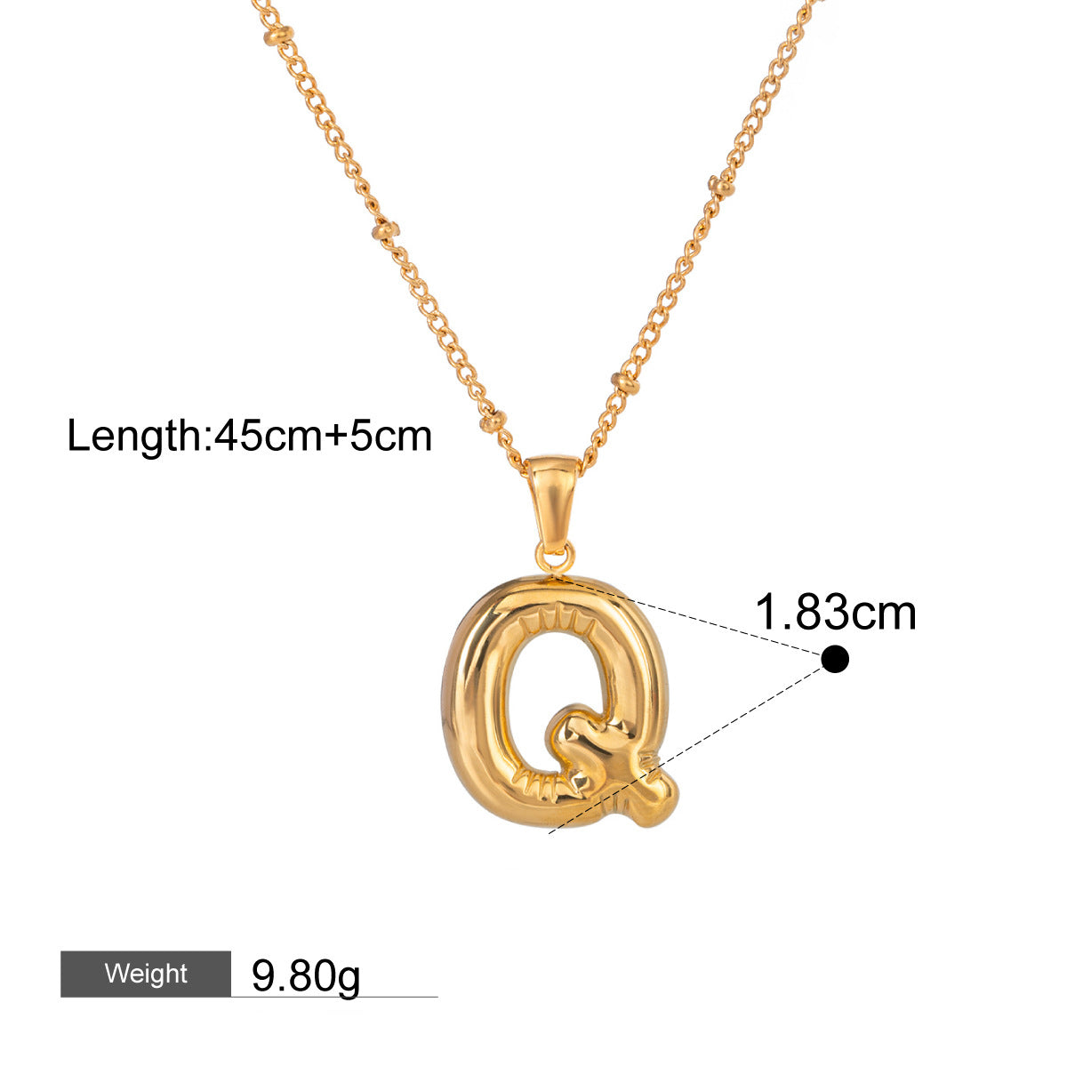 18K gold letters with birthstone design exquisite and noble necklace
