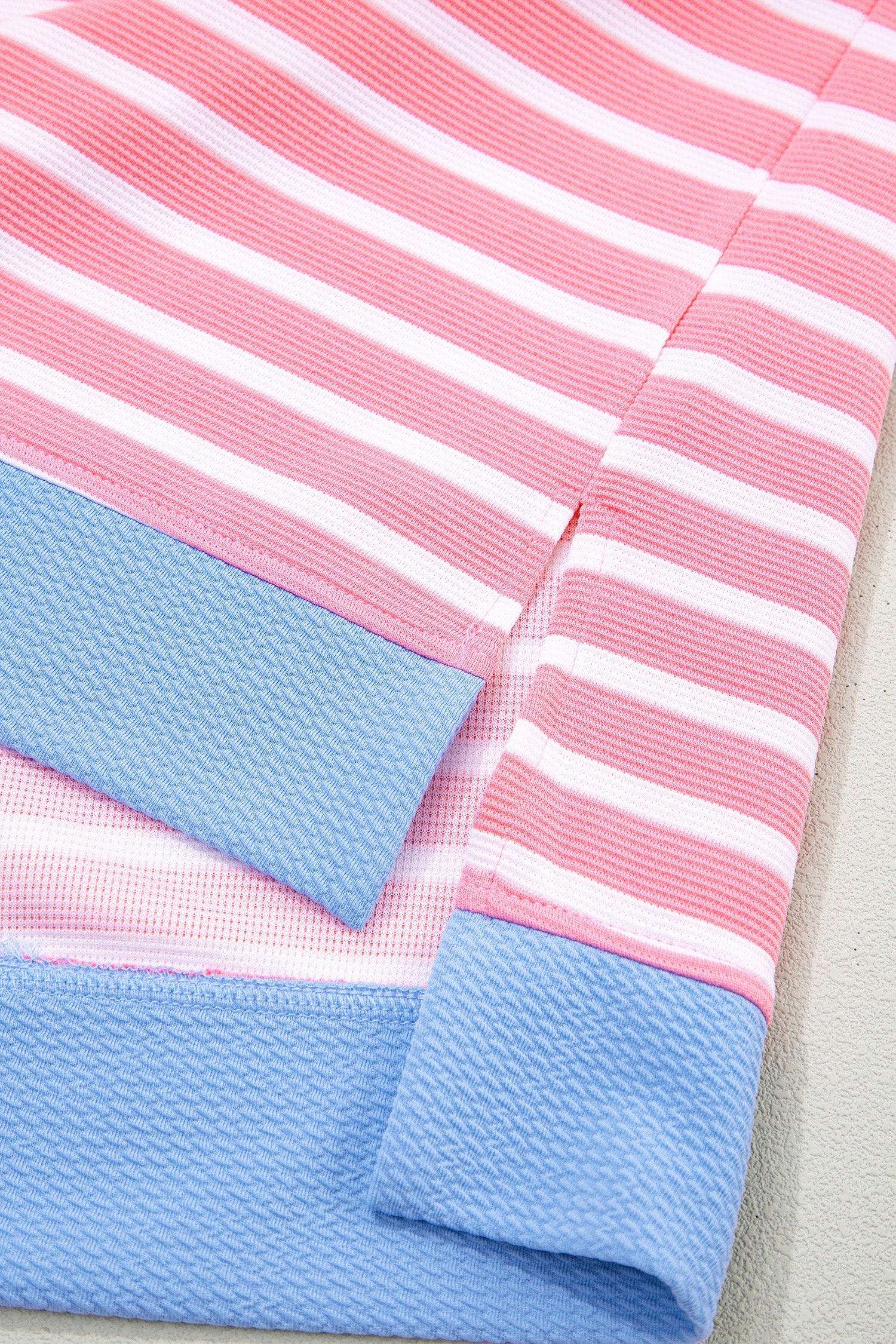 Kelly Striped Short Sleeve Knit Top with Color Block