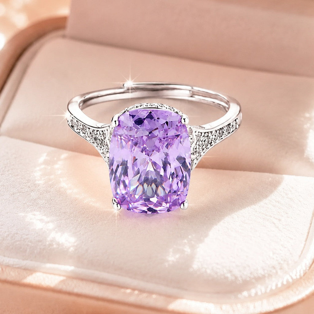 High End Nest Cut Kunzite Ring For Women, Micro Pave Full Diamond Setting Queen Style Statement Finger Ring