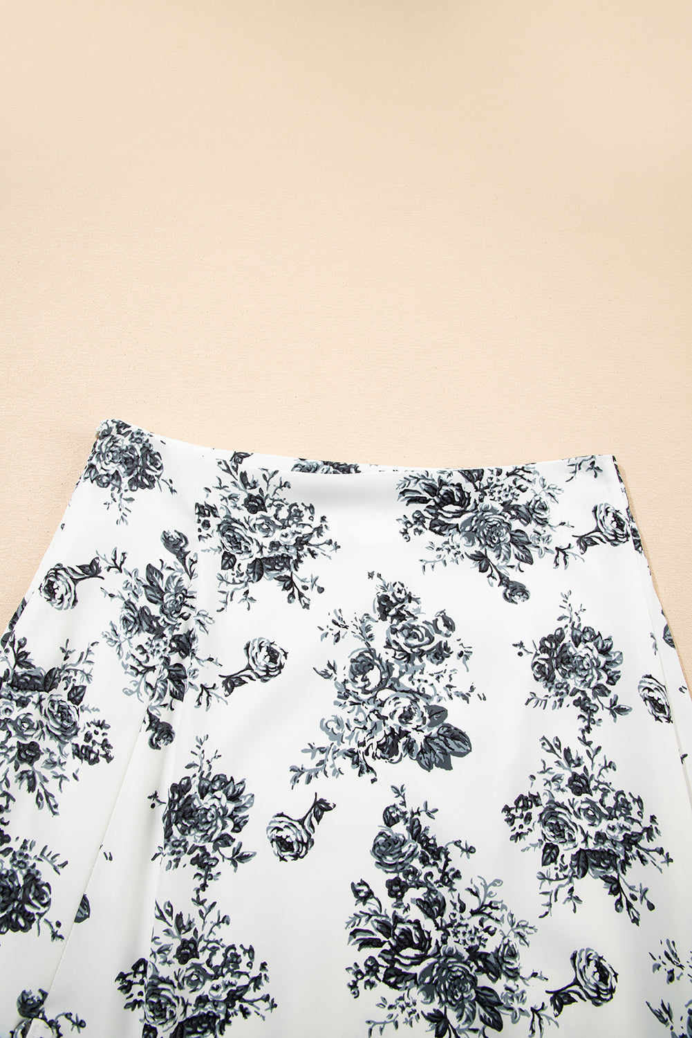 Black Boho Floral High Waist Ruffle Split Maxi Skirt