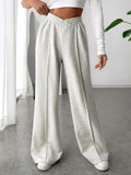 Elastic Waist Wide Leg Pants | Grey Knit Relaxed Fit