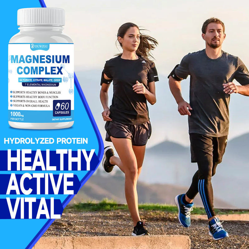 Magnesium Complex Supplement With Glycinate Citrate, Malate Oxide, Supports Bone, Muscle Digestive Health, Vegan Non-GMO, 60 Capsules