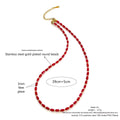Stainless Steel Heart And Small Fish Enamel Red Bead Necklace