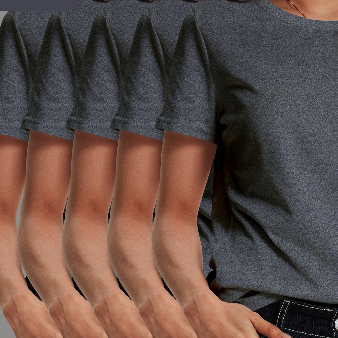 Womens 5 Pack Soft Stretch Casual Round Neck T-Shirts - Image 16