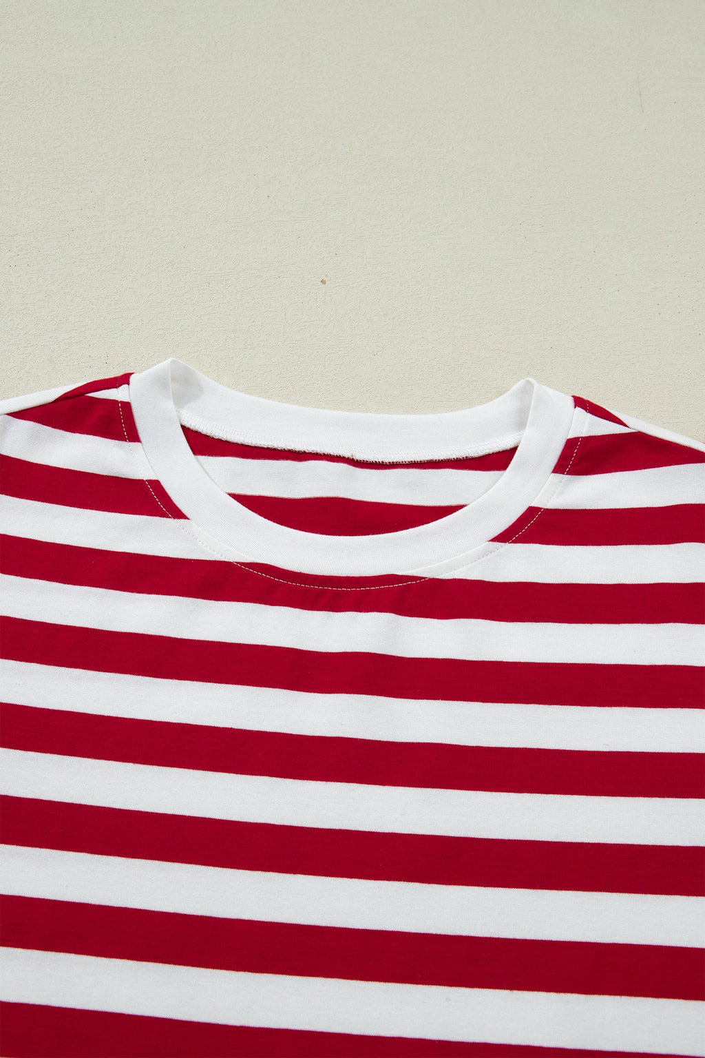June Stripe Patchwork T Shirt in Red and White Cotton