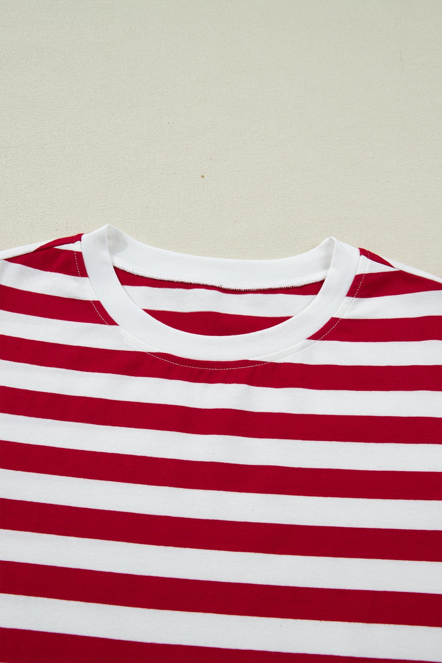 June Stripe Patchwork T Shirt in Red and White Cotton