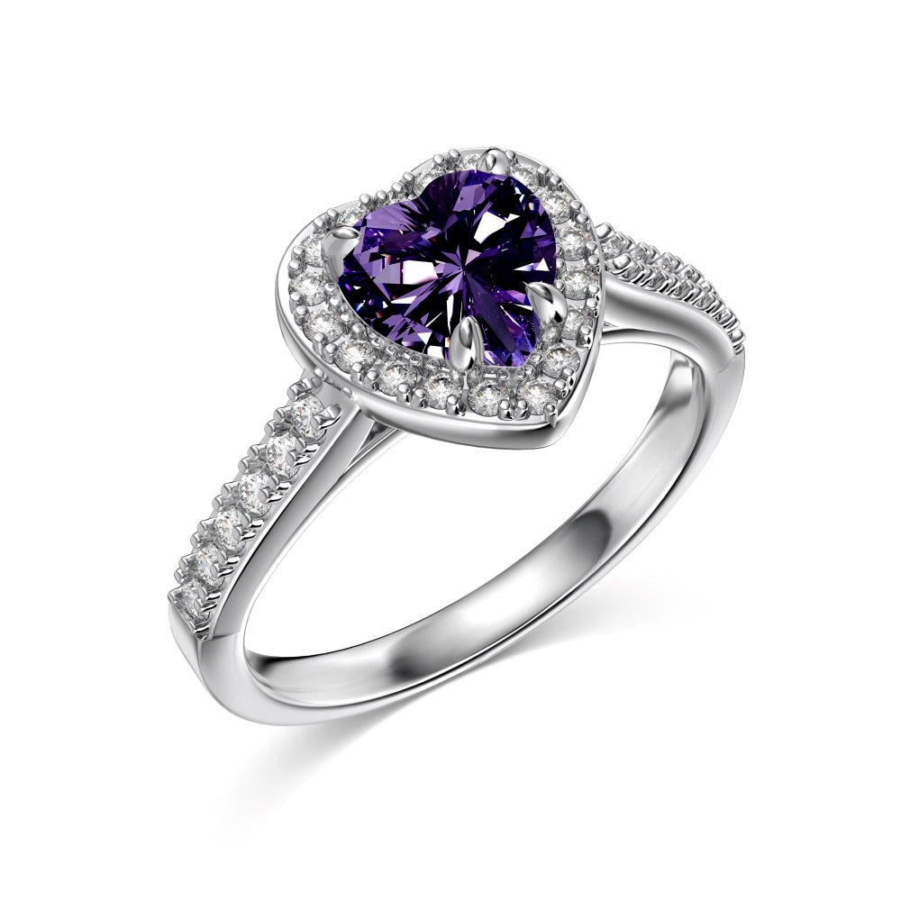 12 Zodiac Colorful Zircon Silver Ring for Women