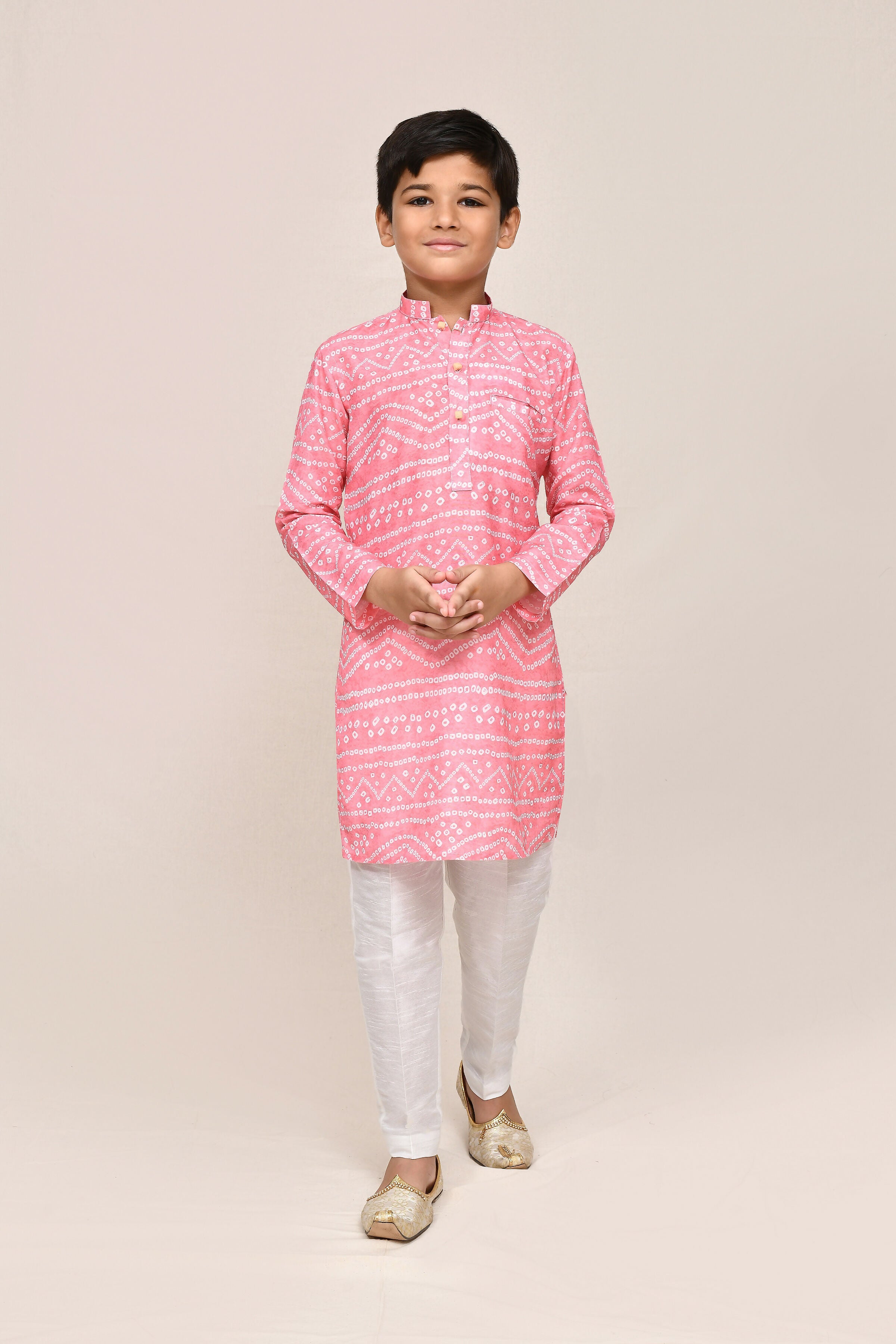 Elegant Pink Cotton Silk Kurta set with white straight-fit trousers