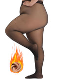 Amzshe Plus Size Fleece Lined Tights for Women Fake Translucent Warm Winter Leggings Control Top Thermal Tights