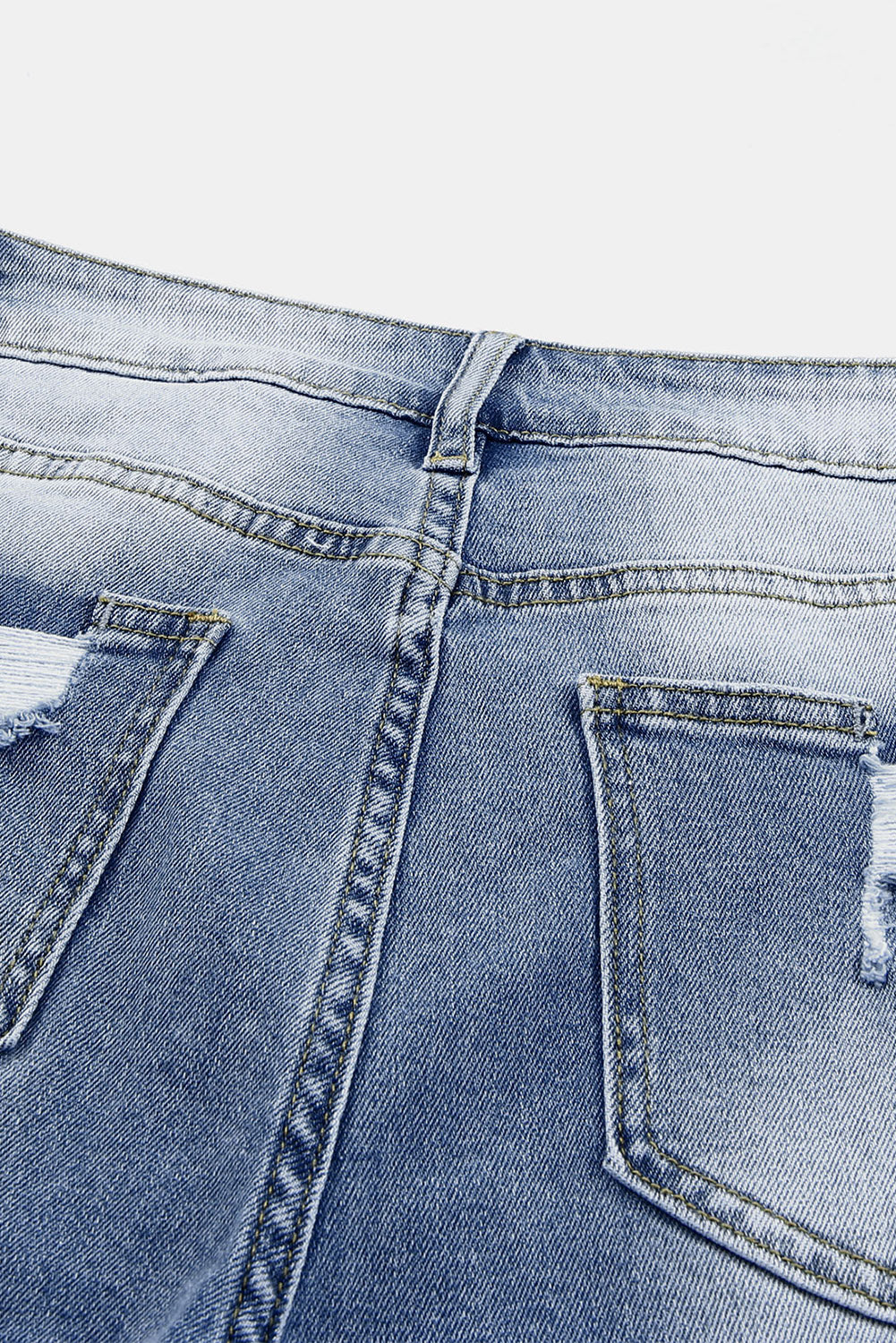 Georgia High-Rise Distressed Skinny Capri Jeans in Medium Blue