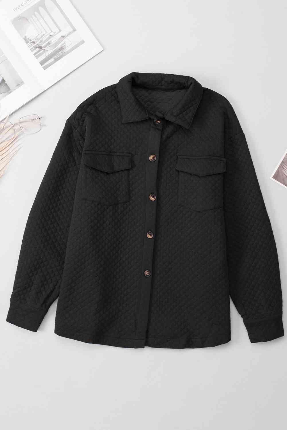 Classic Lightweight Button-Down Collared Jacket with Pockets