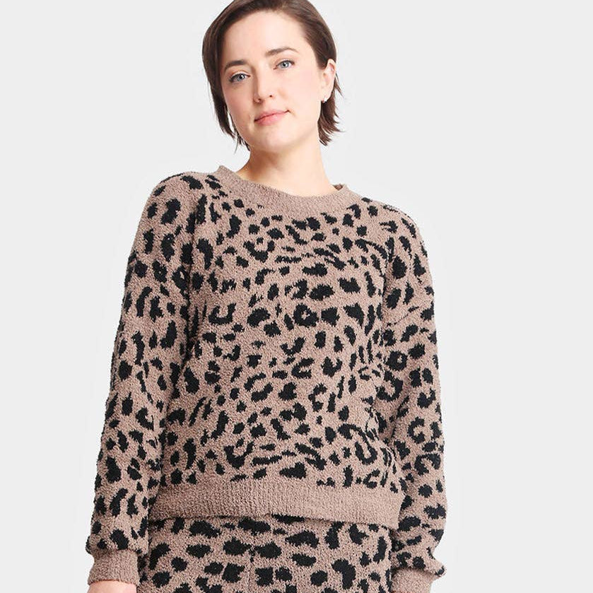 Cozy Lounge Sweater in Coffee Leopard