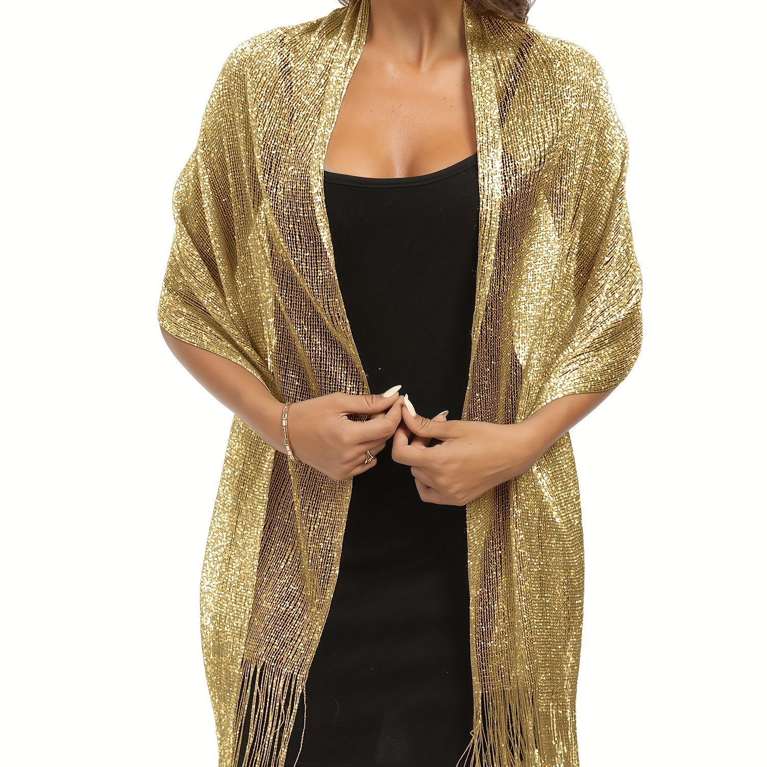 Elegant Golden and Silvery Shawl