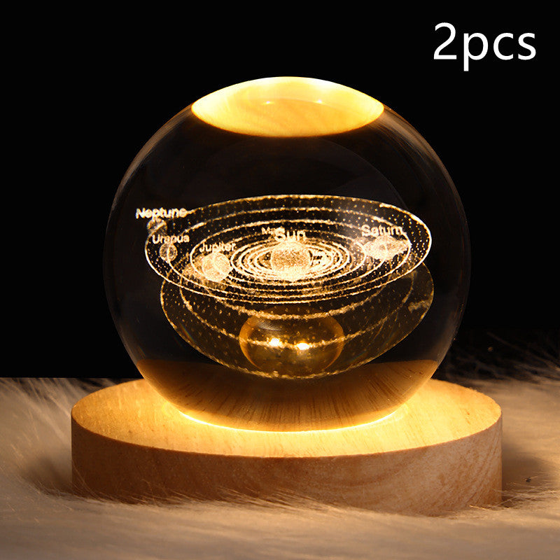 3D Galaxy Crystal Ball LED Night Light Planet Lamp Home Decor