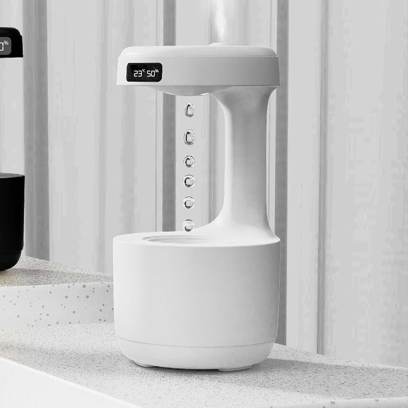 Anti-Gravity Water Drop Humidifier with LED Clock & Aroma Diffuser