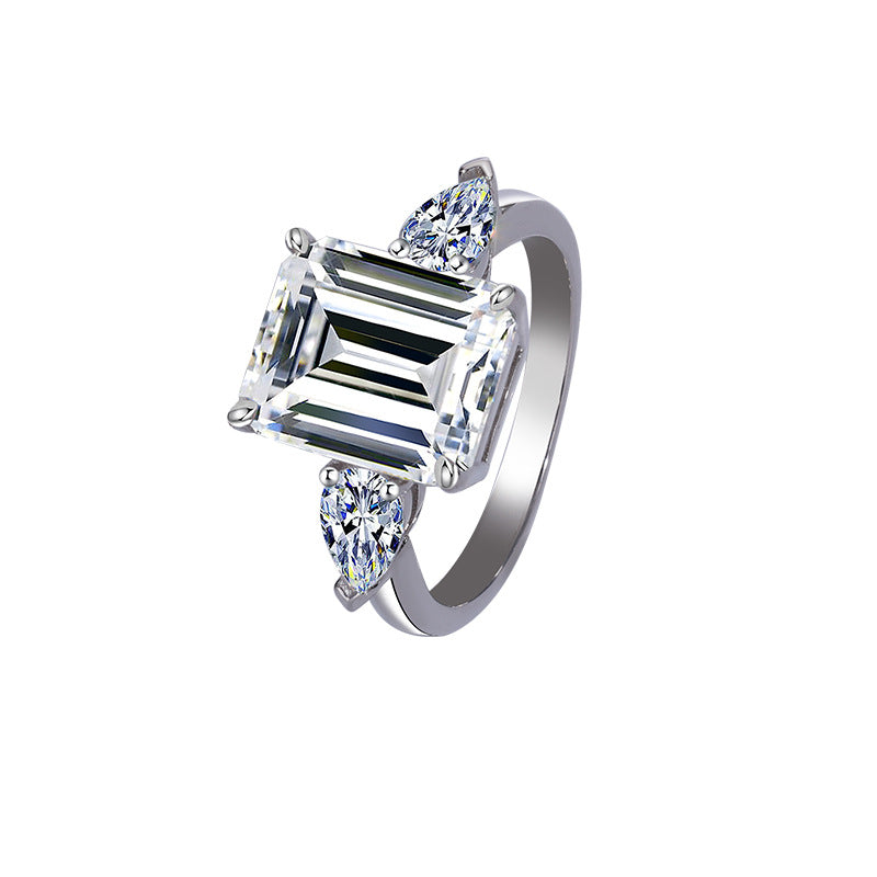 S925 Silver Moissanite Round-Cut Ring