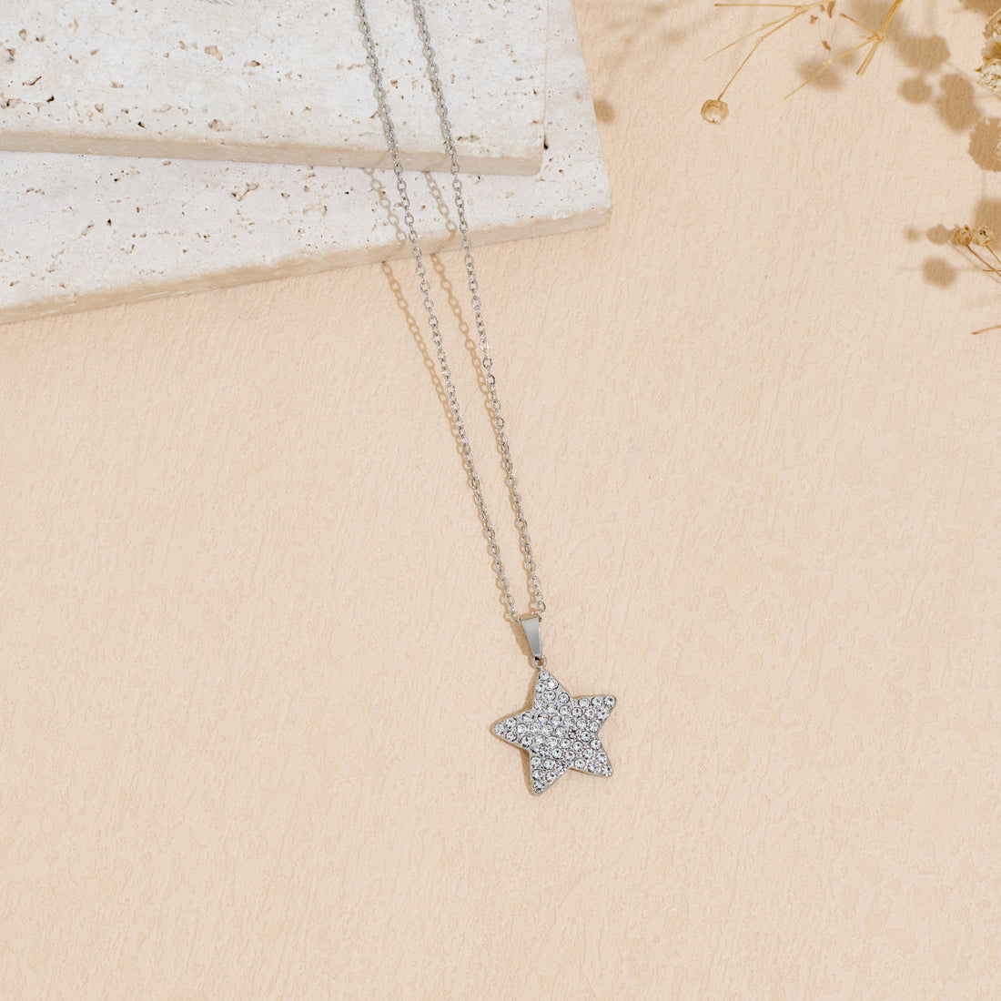 Dainty Star Pendant Necklace with Sparkling Zircon in Gold or Silver