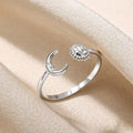 European And American-style 18K White Gold Opal Moon Ring Made Of Stainless Steel