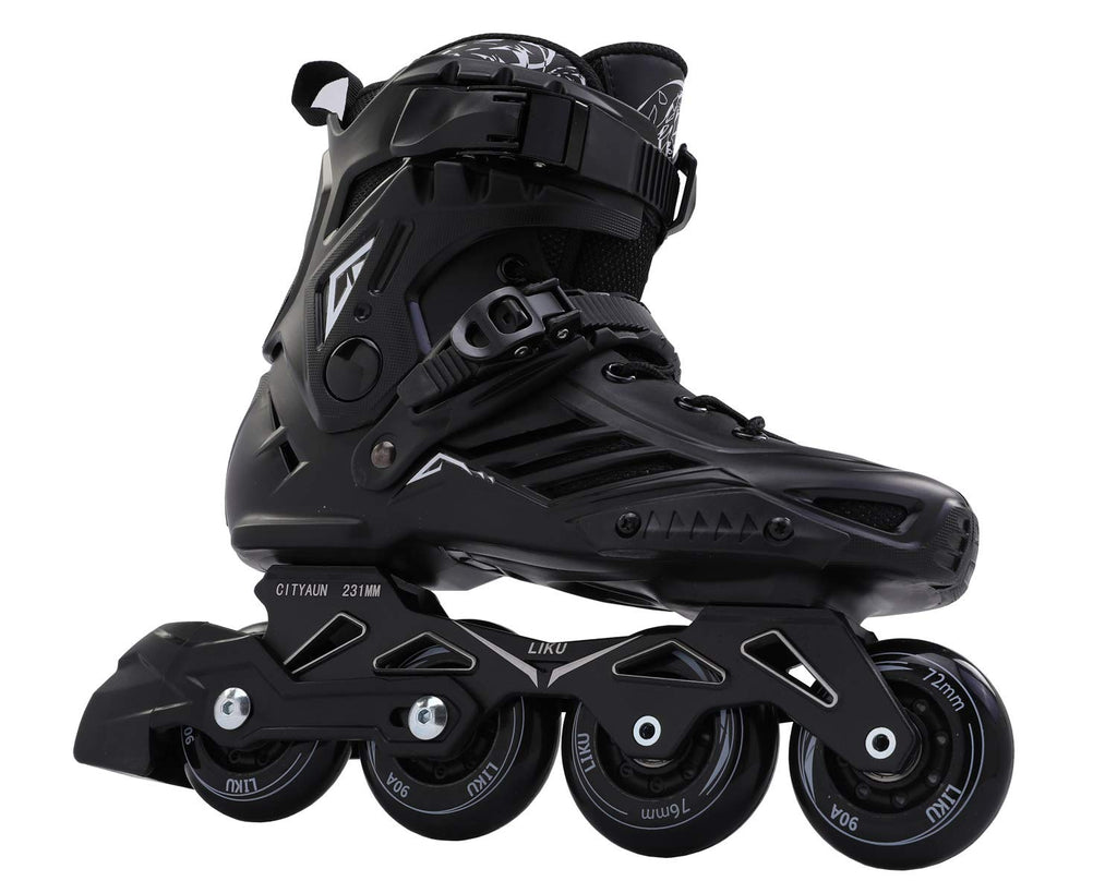 LIKU Fitness Professional Inline Skates Women Men Adult Youth Black (Men 9.5Women 10.5)