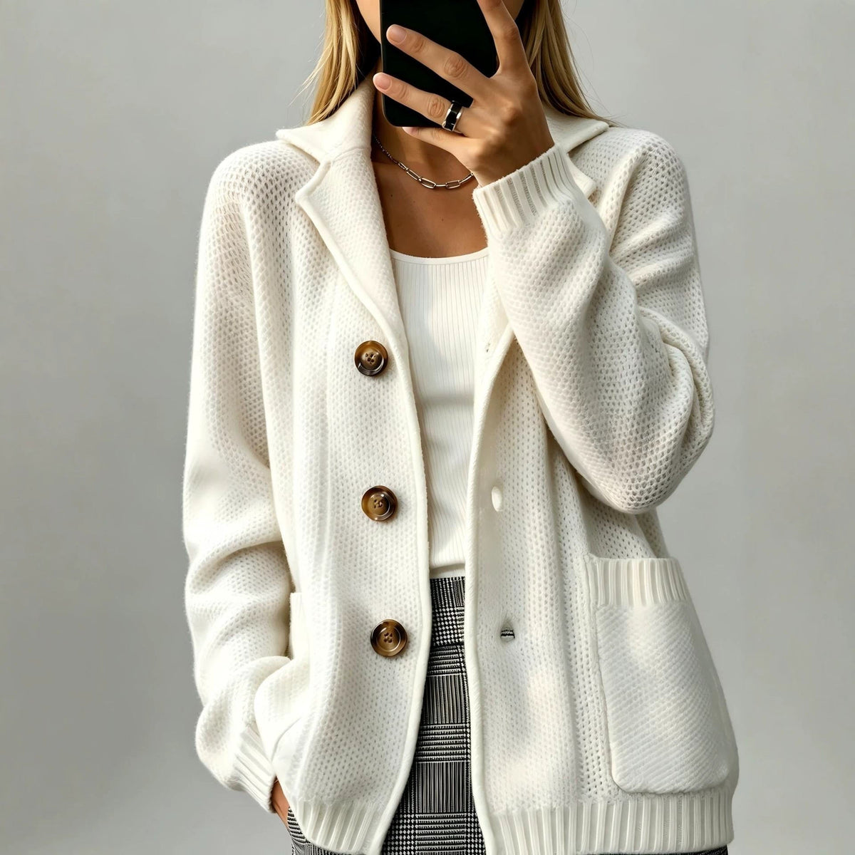 Women's Suit-Collar Thickened Knit Cardigan Coat