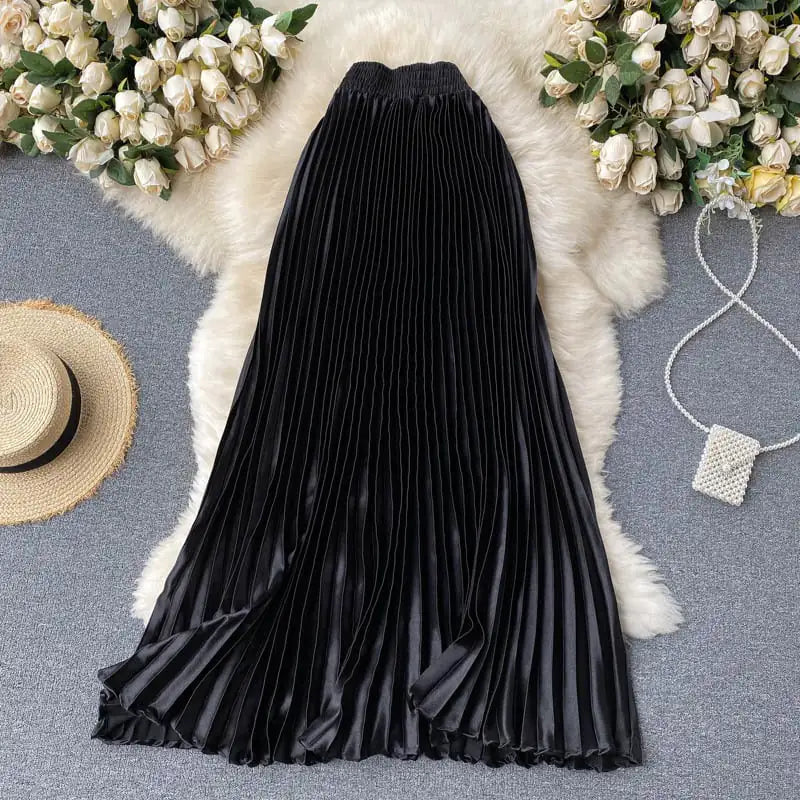 Trendy Light Luxury Pleated Mid-length Skirt