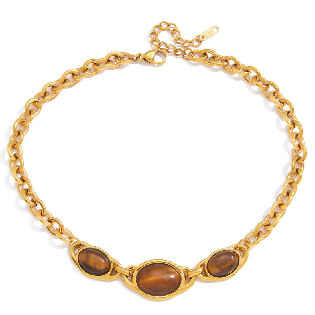 Tiger's Eye 18K Gold-Plated Titanium Steel Pendant Necklace