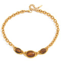 Tiger's Eye 18K Gold-Plated Titanium Steel Pendant Necklace