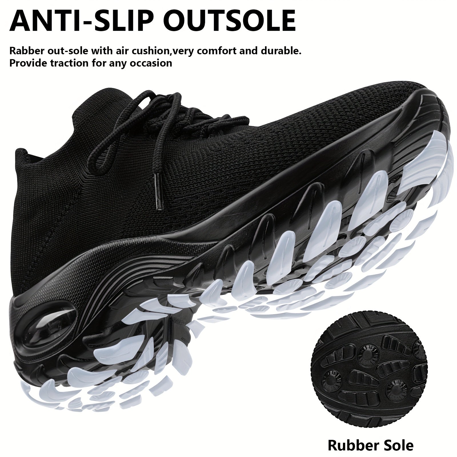 Women Lightweight Cushioned Arch Support Breathable Black Sneakers - Image 8