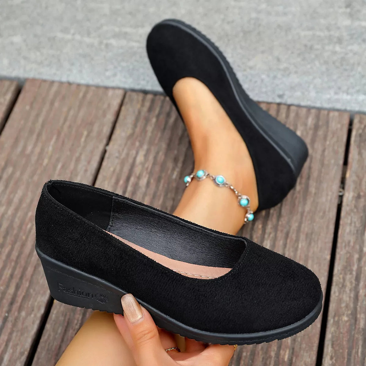 Wedge Heel Slip-On Loafers