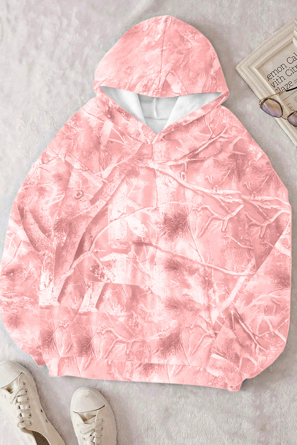 Light Pink Camo Woodland Oversized Sporty Hoodie
