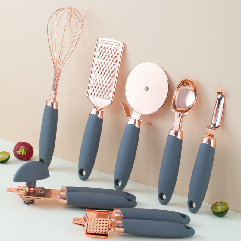 Copper Plated Kitchen Cutlery Organizer and Tool Storage Rack