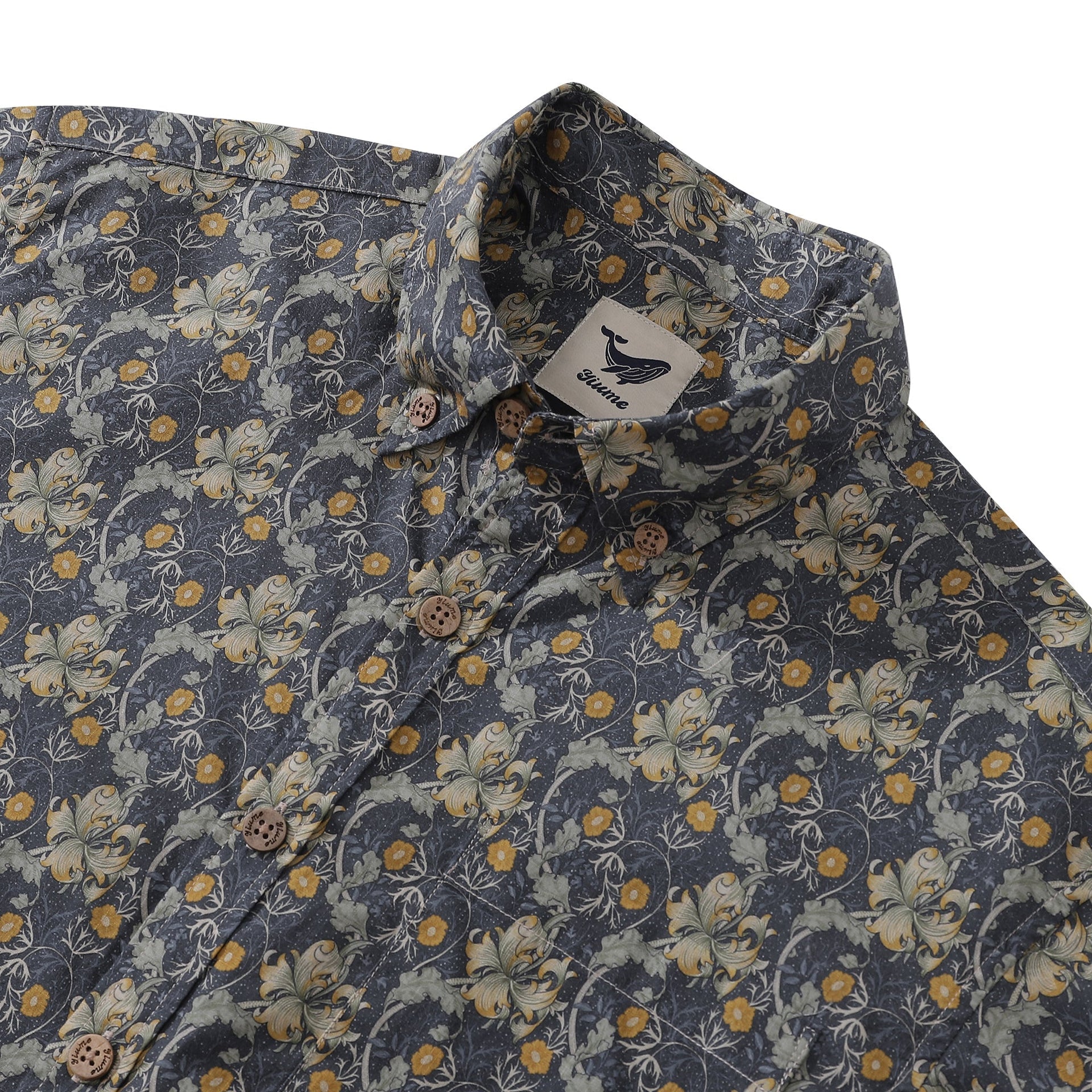 Men's Vintage Floral Cotton Button-Down Short Sleeve Aloha Shirt