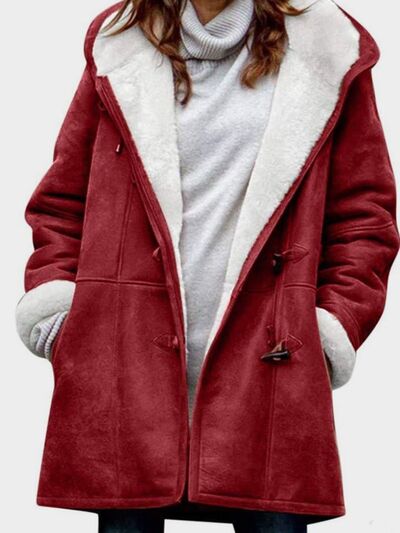Women's Long Sleeve Hooded Toggle Jacket with Pockets