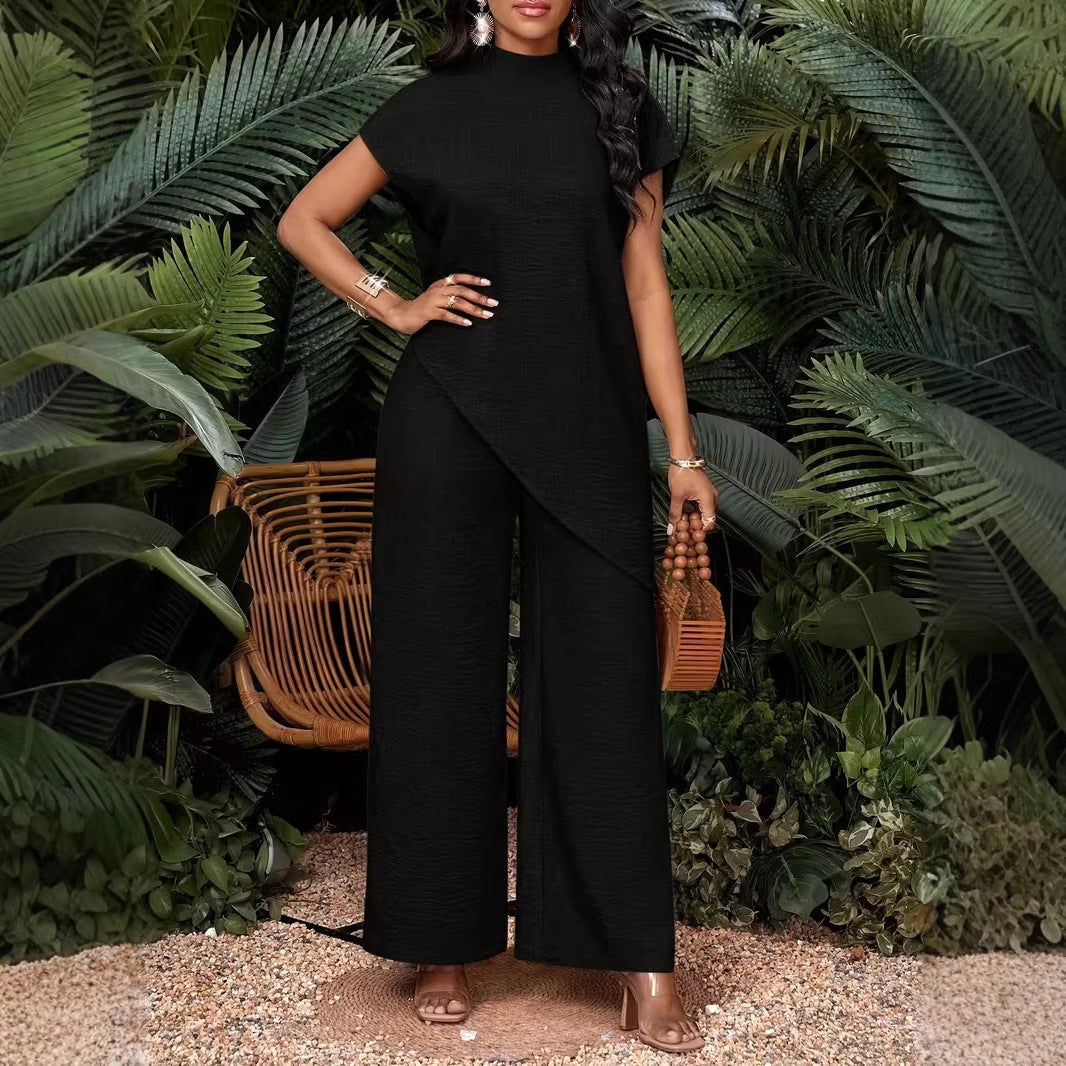 Asymmetrical Sleeveless Top and Pants Two-Piece Set for Women