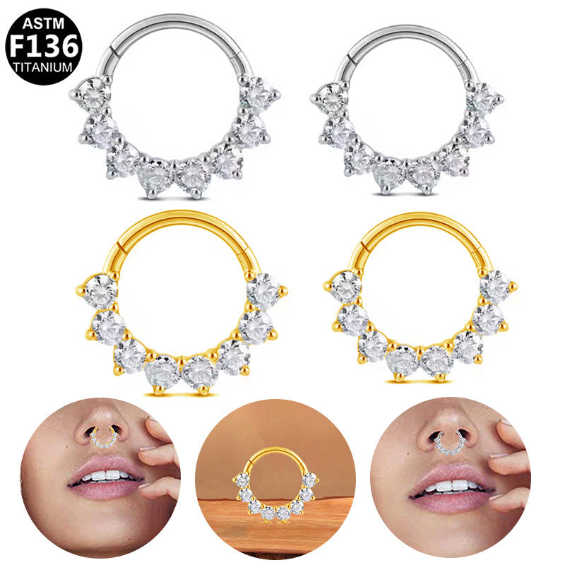 G23 Titanium Alloy Zircon Nose Stud