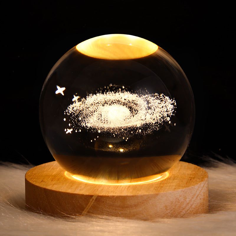 3D Galaxy Crystal Ball LED Night Light Planet Lamp Home Decor