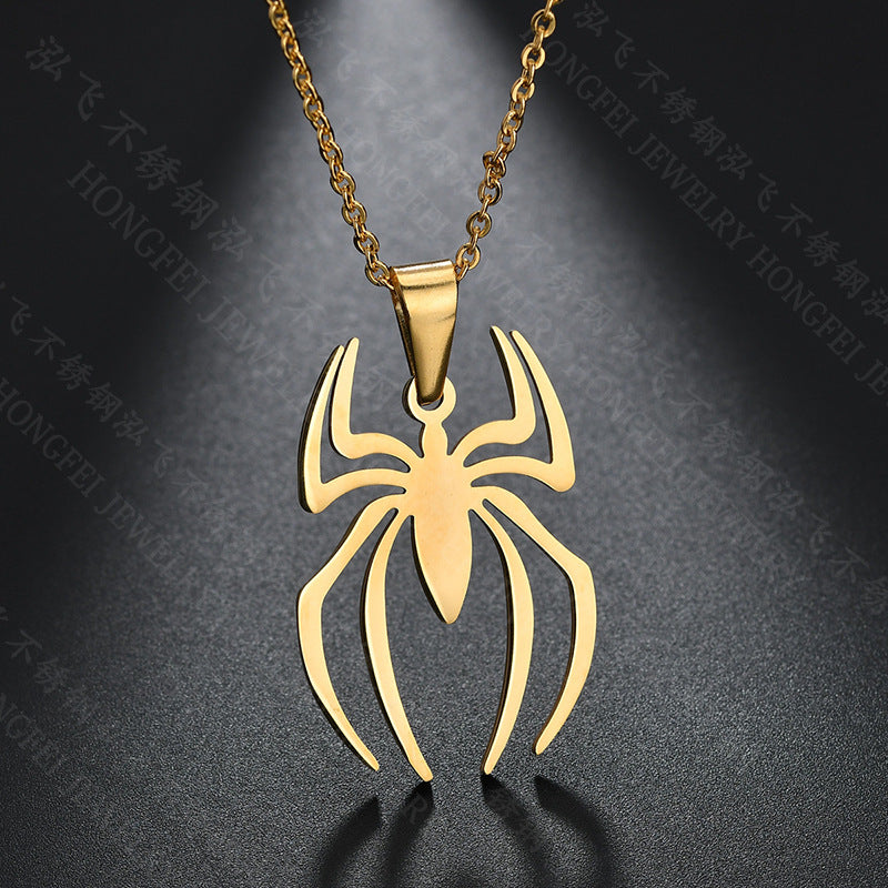 Stainless Steel Spider Pendant Necklace Gothic Style Unisex