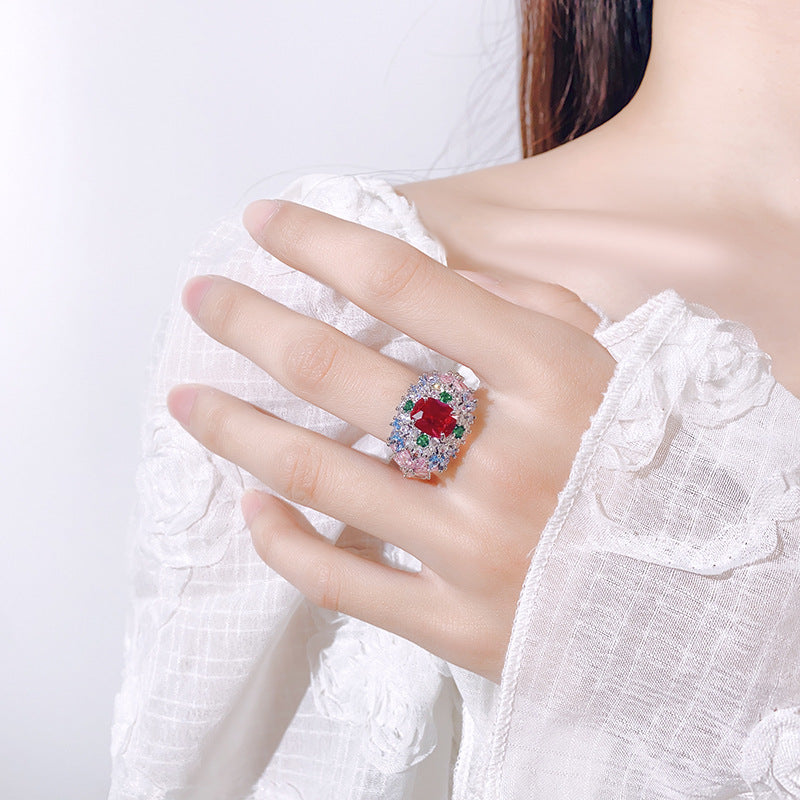 New Fashion Gemstone Ring, European & American Style, High-End, Versatile & Light Luxury For Women