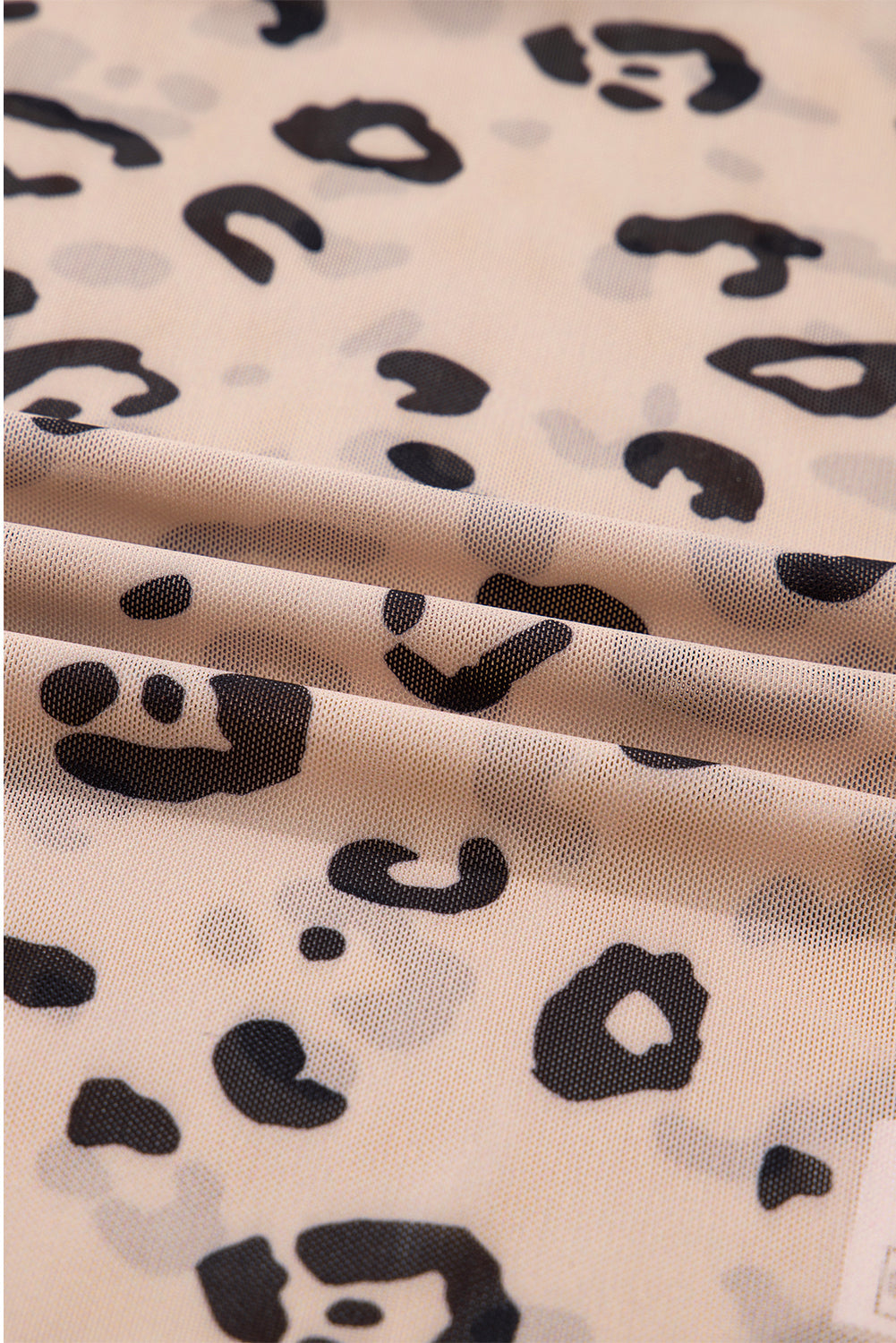 Leopard Mesh Mock Neck Long Sleeve Bodysuit