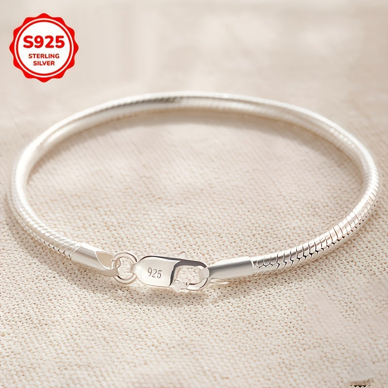 Silver-plated Personalized Snake-chain Bracelet For Women
