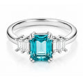 Copper Inlaid Simulated Sea Blue Zircon Ring For Women, Elegant Fashion Wedding Engagement Statement Ring