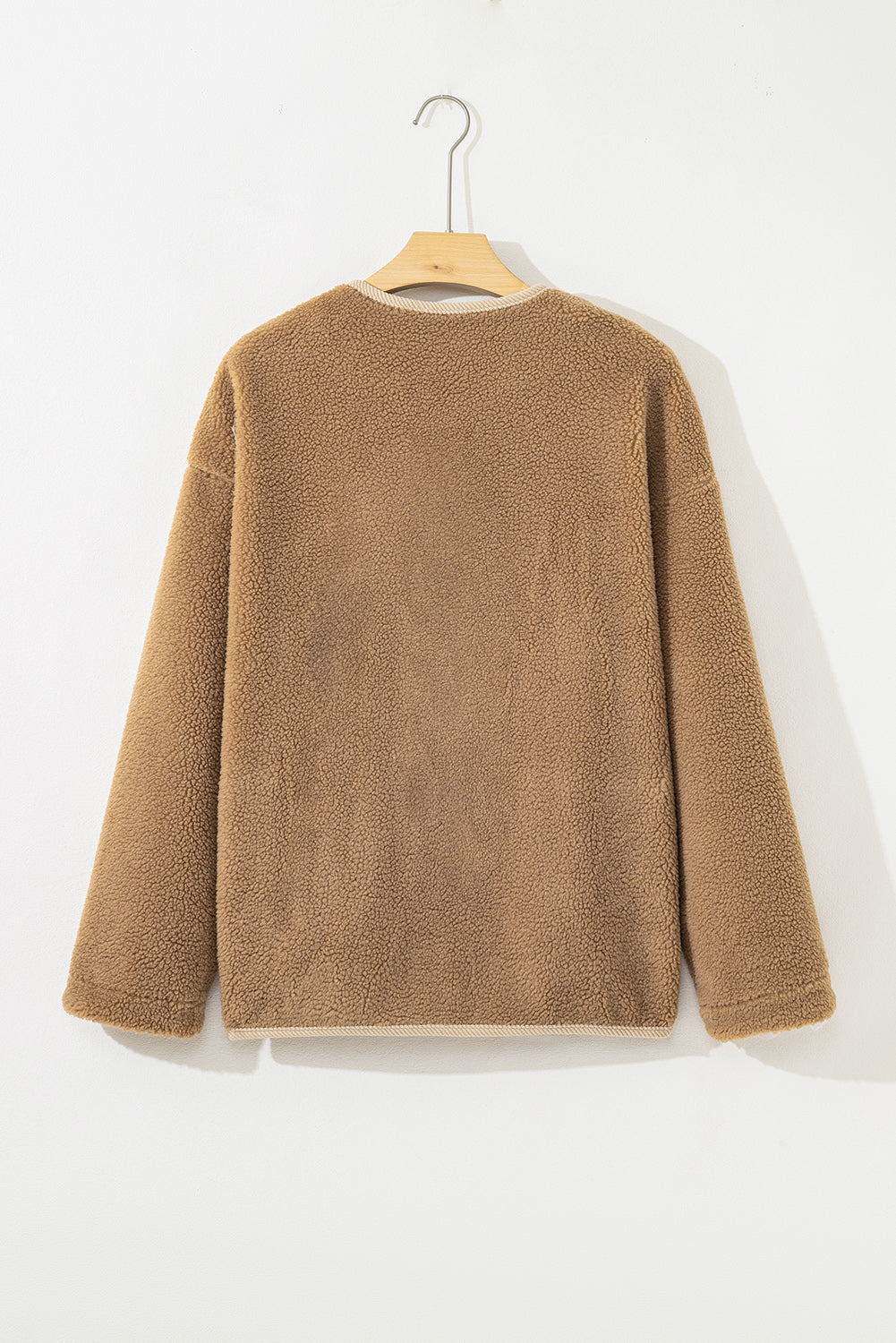 Fleece Corduroy Patchwork Button Up Jacket