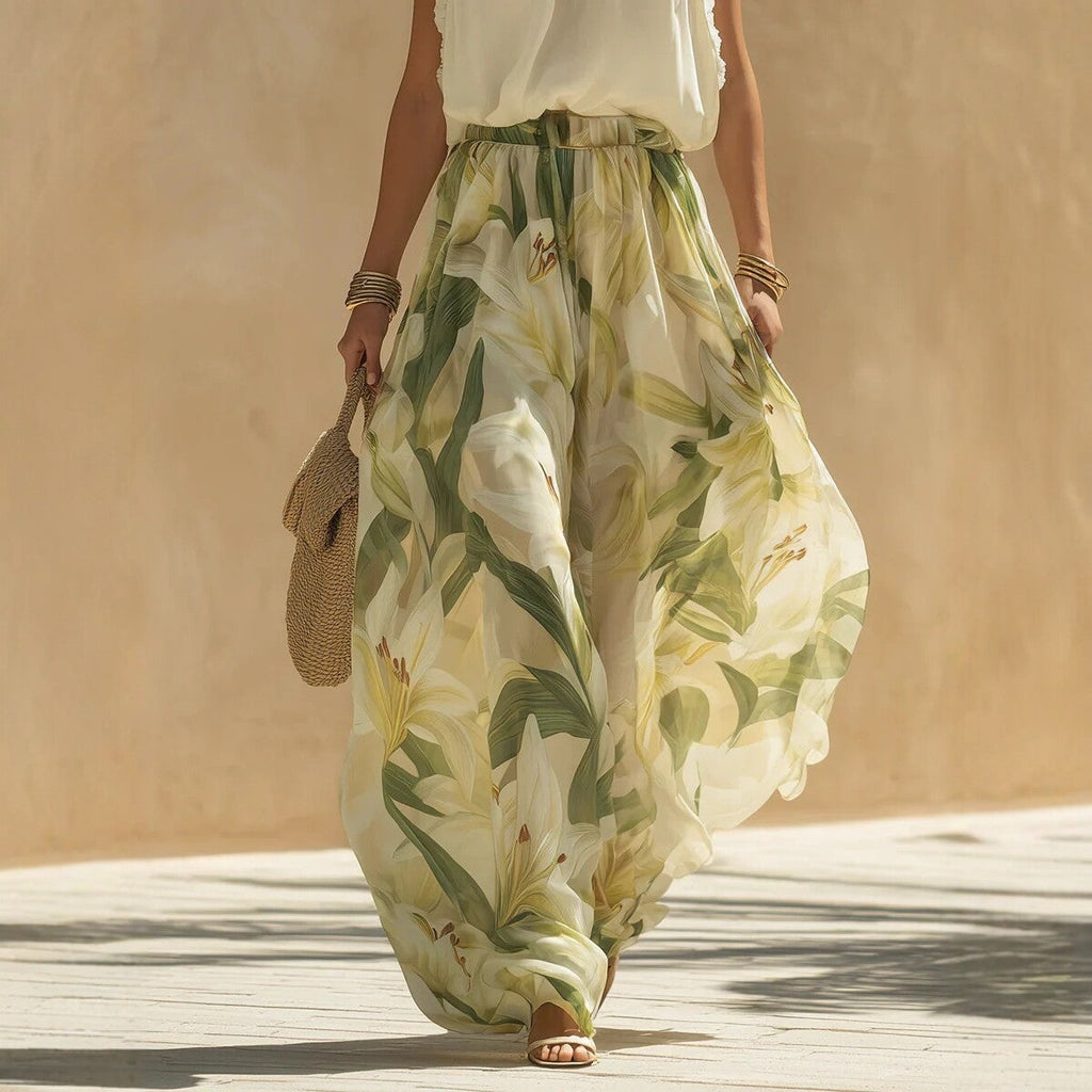 Floral Print Sleeveless V-Neck Maxi Dress with Ruffle Trim - Image 4