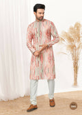 Toddler wearing a colorful printed cotton kurta pyjama set