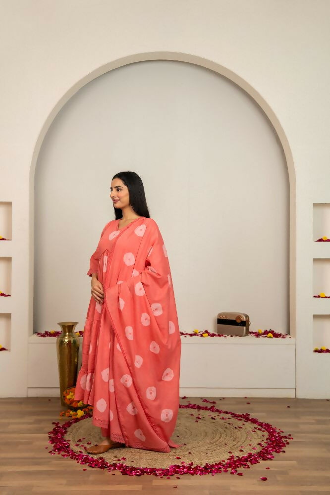 Pink Tie & Dye Cotton Suit Set for Women - Comfortable Ethnic Wear